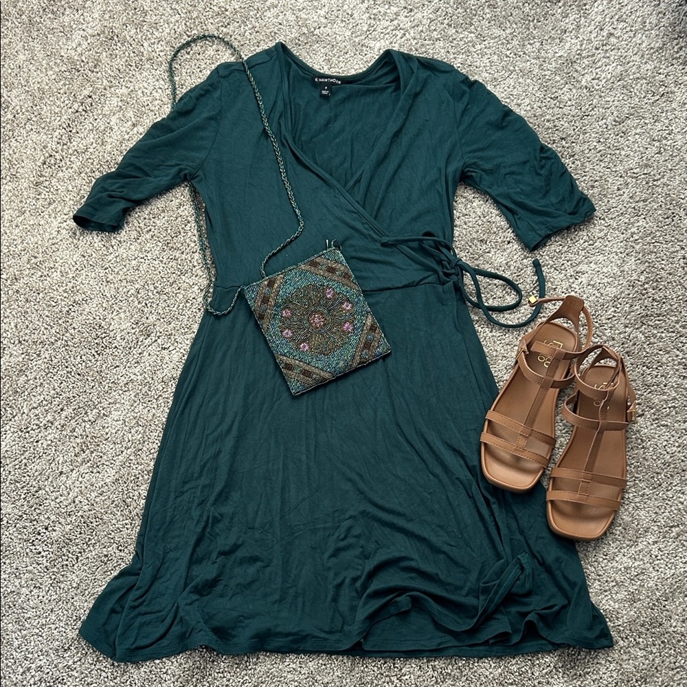 41 Hawthorn Forest Green Wrap Dress